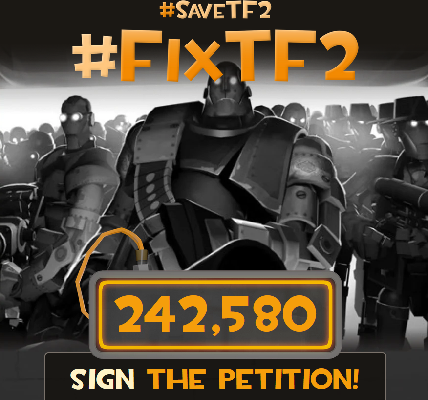 Day 4 of #fixtf2! Valve hasn't done anything to combat their bot issue, and in the past 24 hours the bot hosters are flexing this fact by fraudulently DMCA-ing the save.tf website, and sharing links to child abuse imagery in-game.

VALVE IS PROTECTING CRIMINALS.