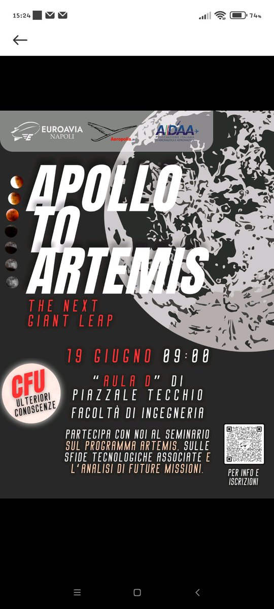 Aeropolis's tweet photo. Seminario Spazio. Napoli 19 giugno 2024
AEROPOLIS EUROAVIA NAPOLI
Iscrizione gratuita a esaurimento posti per studenti, appassionati e tecnici del settore.
https://t.co/ZLUzlsfoyM https://t.co/aFV0kCR4zQ