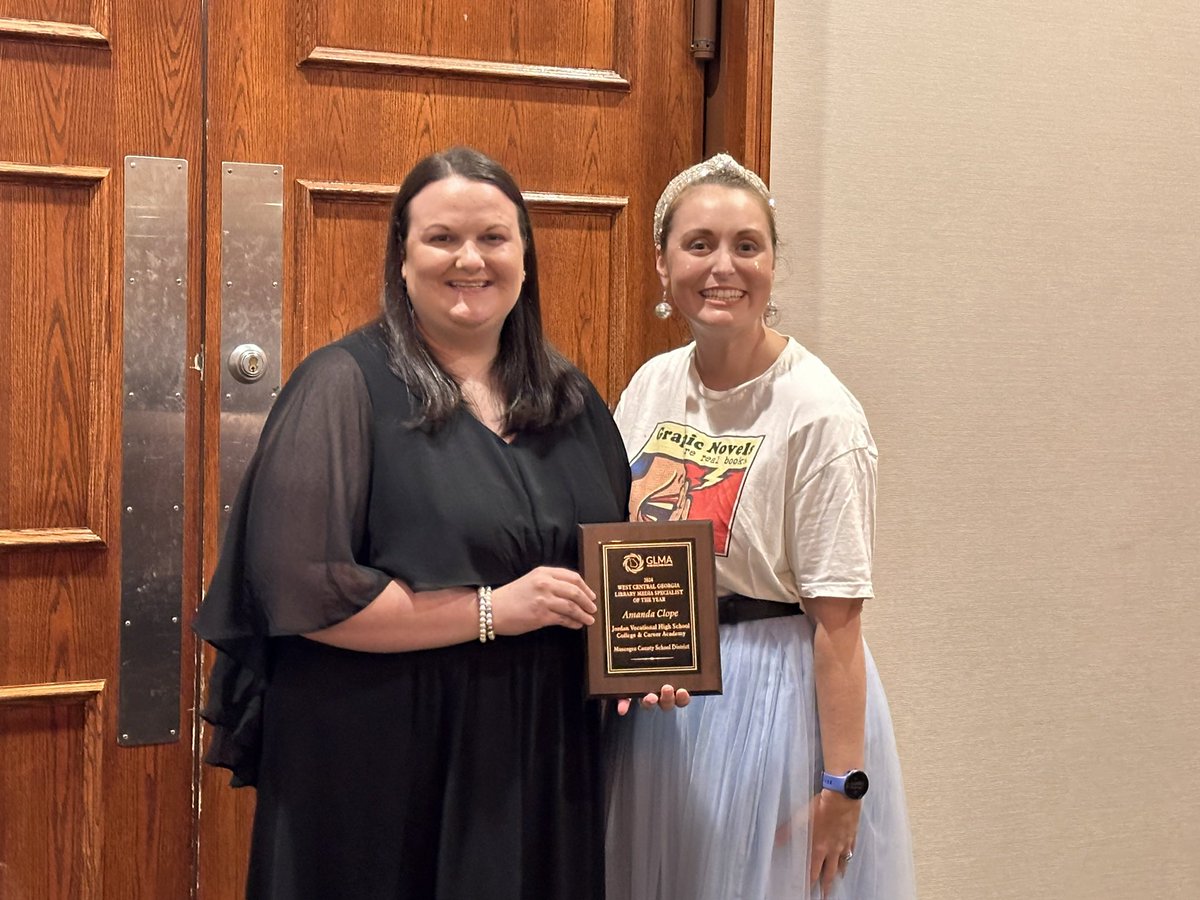 Amanda_Haley91's tweet photo. I am truly honored to have been recognized as the West Central Georgia Library Media Specialist of the Year at the Georgia Library Media Association’s Summer Institute! @glma https://t.co/vLXmrDOFt1
