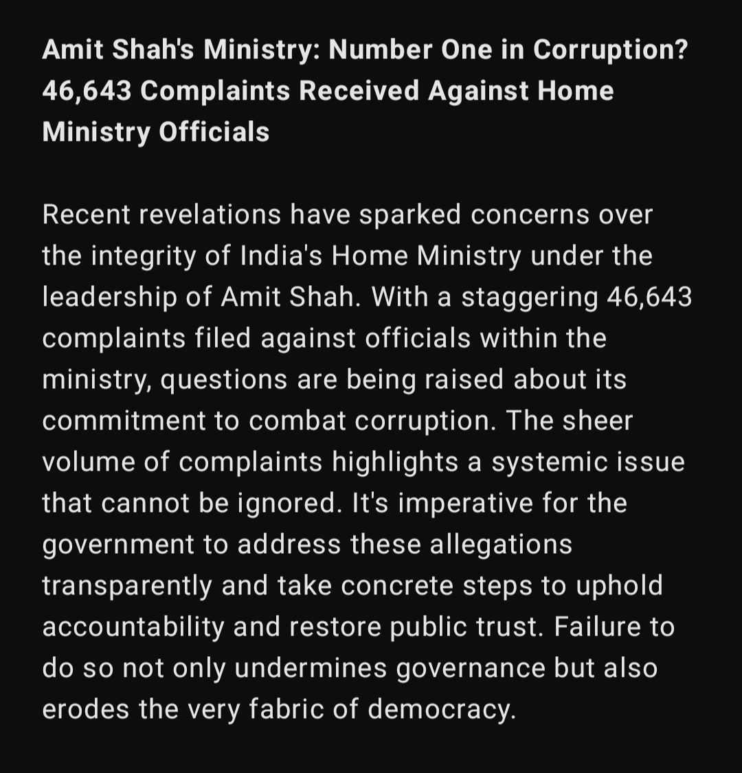 ikaramjitsingh's tweet image. 🚨 Amit Shah s Ministry Corruption Concerns 💼🤔 #KanganaRanaut PM and HM Rahul Gandhi Thappad #rajatdalal #Neet_paper_रद्द_करो Amritpal इमरान मसूद