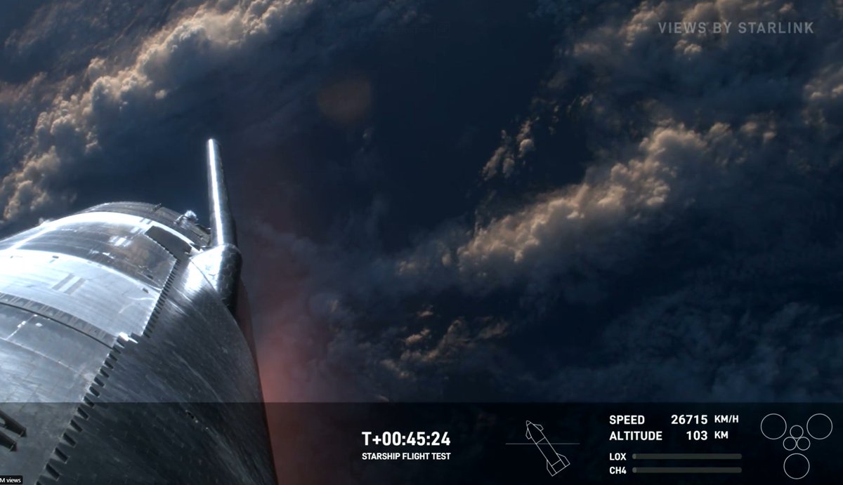 SpaceAbhi's tweet photo. The "Views By Starlink" in the corner is a great advertisement for airlines on the fence about committing. https://t.co/TikX2fFlbx