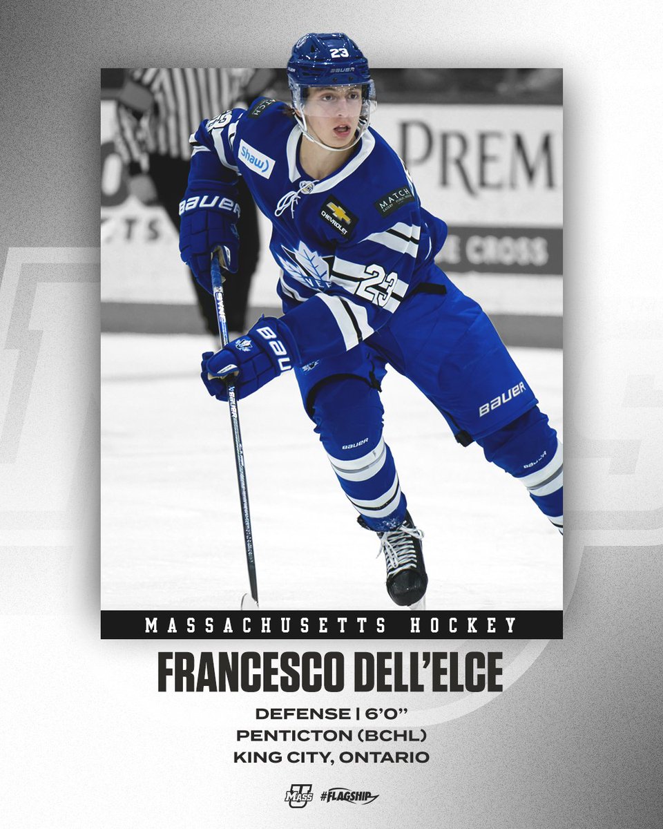 UMassHockey's tweet photo. The latest addition to our blueline comes to us from the @PentictonVees out of the @BCHockeyLeague - Please join us in welcoming @dellelce40 to our incoming class for 2024-25!

🔗: https://t.co/hrvqddLbqu

#NewMass X #Flagship🚩 https://t.co/OAMgJBuzTw