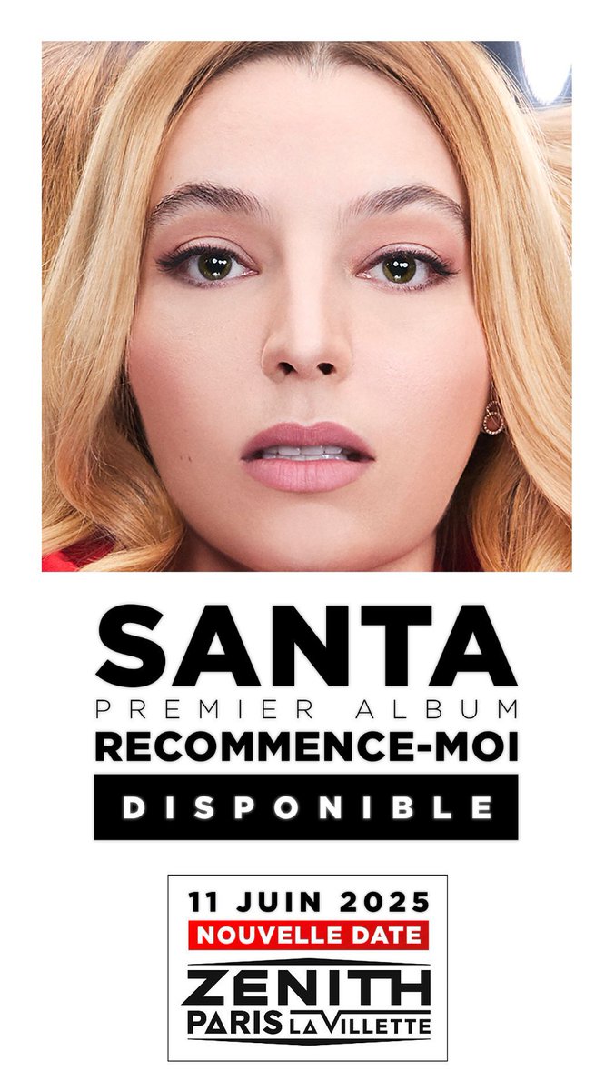 Son album vient de sortir et elle annonce déjà un Zénith à Paris La Villette ! <a href="/jesuissanta999/">SANTA</a> y sera le 11 juin 2025 ! 🔥