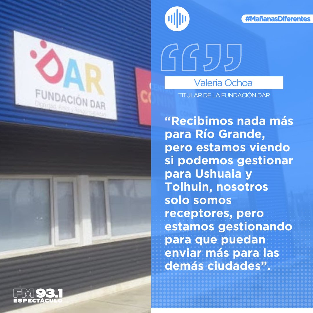 la93uno's tweet photo. En #MañanasDiferentes tuvimos la oportunidad de dialogar con Valeria Ochoa, Titular de la Fundación DAR, sobre lo 8000 kg de leche en polvo que recibieron de Nación y que serán distribuidos a 30 comedores de la ciudad de Río Grande. 

Nota completa: https://t.co/AYR7bfj2ne https://t.co/6veEbKQKHD