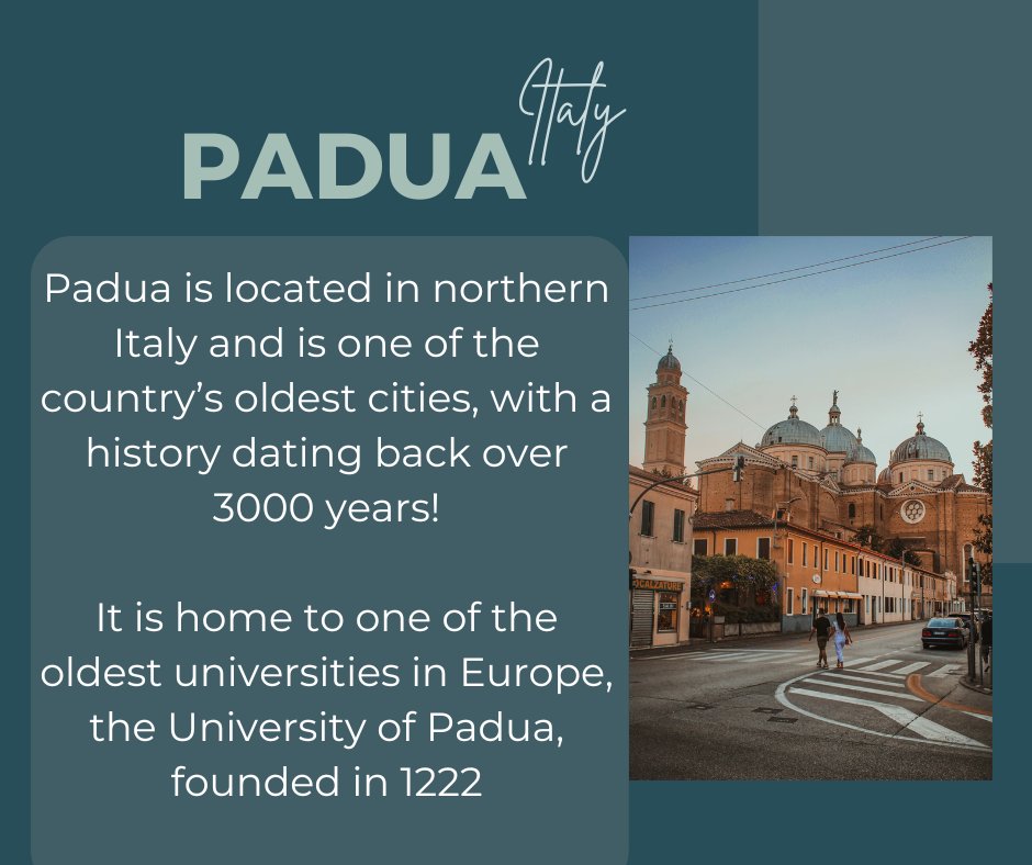 ExchangeEncyclo's tweet photo. Welcome to the third part of our series for destination inspiration! Choosing your exchange destination can be difficult. That is why we're sharing our favourite destinations. Maybe this one will be yours? Welcome to Padua, Italy😍 #Italy #Padua #Travel #University #Inspiration https://t.co/QVQgnMP3p1