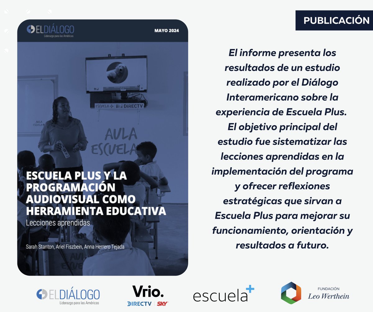 🌎 ¿Cómo proporcionar recursos educativos audiovisuales de alta calidad y entretenidos a escuelas remotas o con escasa conectividad en América Latina? Conozca la experiencia y lecciones aprendidas del programa #EscuelaPlus.

📘 Lea el informe: bit.ly/4au0BRS