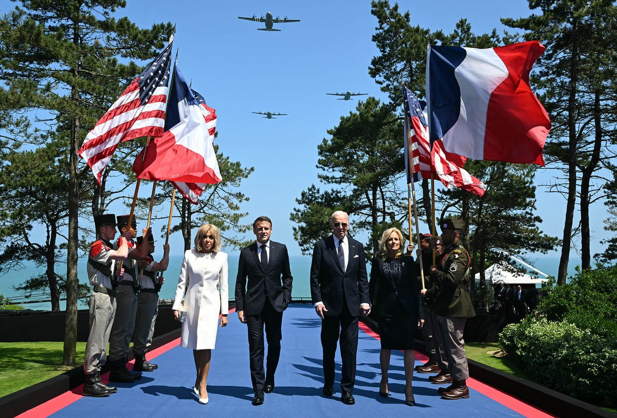 Saul Loeb (@saulloeb) on Twitter photo .<a href="/POTUS/">President Donald J. Trump</a> Joe Biden, First Lady Jill Biden, France's President Emmanuel Macron and his wife Brigitte, arrive for the US ceremony marking the 80th anniversary of the WW2 D-Day Allied landings at the Normandy American Cemetery in France, as Douglas C-47 aircraft flyover. <a href="/AFPphoto/">AFP Photo</a> .<a href="/POTUS/">President Donald J. Trump</a> Joe Biden, First Lady Jill Biden, France's President Emmanuel Macron and his wife Brigitte, arrive for the US ceremony marking the 80th anniversary of the WW2 D-Day Allied landings at the Normandy American Cemetery in France, as Douglas C-47 aircraft flyover. <a href="/AFPphoto/">AFP Photo</a>
