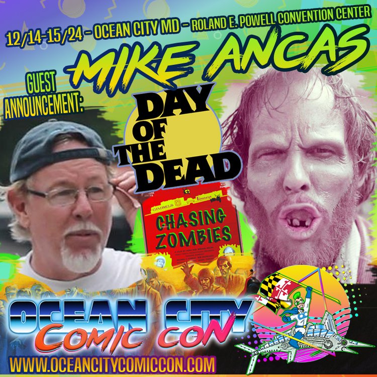 OceanCityComic's tweet photo. Welcome Mike Ancas!π§ββοΈBest known for his zombie role in Romero's Day of the Dead. He & wife Brenda are in production with their new film Chasing Zombies: https://t.co/P7oy2lvNC8 #zombie
#dayofthedead #Romero #comiccon #ocmd #undead #spx #chasingzombies #actor #horror https://t.co/U9dJ6jVv03