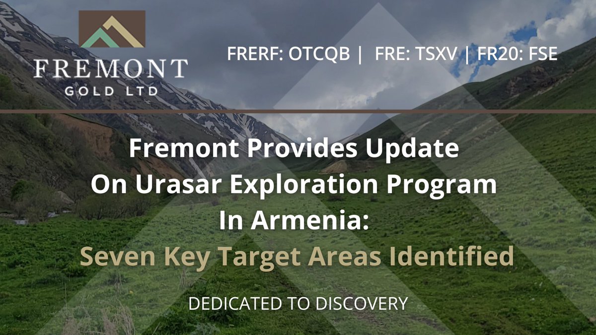 GoldFremont's tweet photo. Fremont Provides Update on Urasar Exploration Program in Armenia: Seven Key Target Areas Identified

Read the full release: https://t.co/zmto8namAV

$FRE.V | $FRERF
#FremontGold #JuniorMining #gold #goldexploration #exploration #copper #mining https://t.co/vFJ4zSJE9H