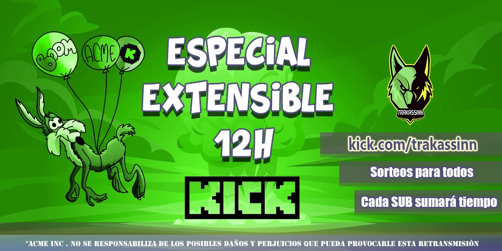 📢ANUNCIO COYOTIL📢 

➡️Este viernes dia 7, estaremos de Especial 12H de RUST exclusivo en KICK donde haremos muchos sorteos para todos y cada sub sumara tiempo

➡️Darle cariño al twit y no olvideis seguirme en Kick

🟢kick.com/trakassinn🟢 <a href="/KickEspanol/">KICK Español</a>
