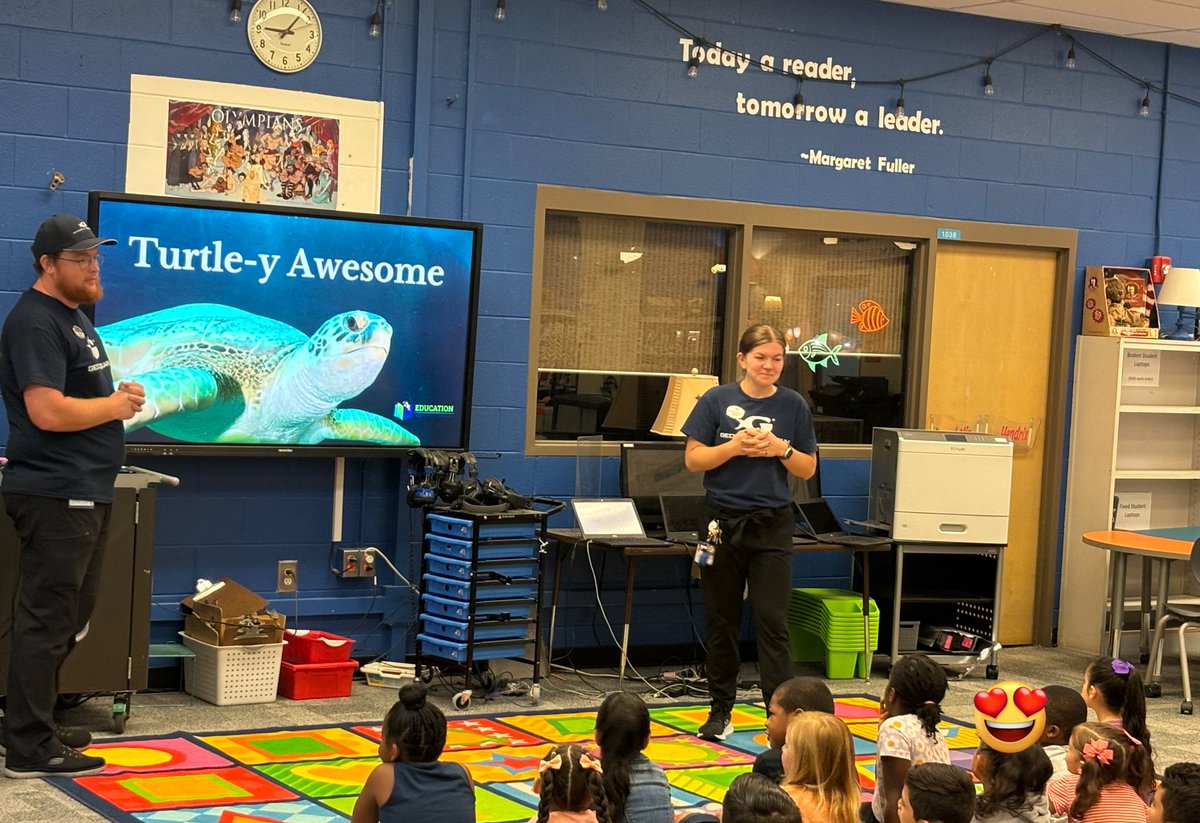 j_rosser5's tweet photo. What an exciting day at #SLQ24 today @DowellElementa1! The 1st in house field trip has kicked off with a visit from Crush 🐢and @GeorgiaAquarium. Such a great learning experience for students. #CobbLearning #bestplacetolearn #bestplacetoteach https://t.co/lGfk3Jdxt4