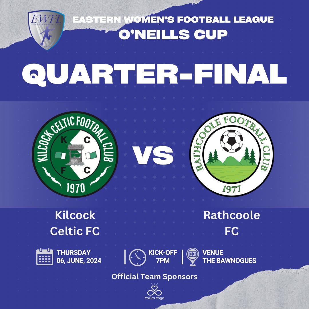 KilcockCeltic's tweet photo. ๐ | ๐๐ฎ๐ฉ ๐๐ฎ๐๐ซ๐ญ๐๐ซ-๐
๐ข๐ง๐๐ฅ
Best of luck to our senior womenโs team who are in quarter-final action tonight in the @EasternWFL OโNeills Cup as they take on Rathcoole FC. Kick-off is at 7pm.
#KCFC | #CELTS | #EWFL https://t.co/qkFt4iWmB1