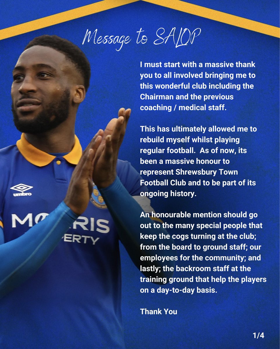 Dunks_92's tweet photo. Thank You All 🔶🔷 @shrewsburytown https://t.co/7Md1GyPSXX