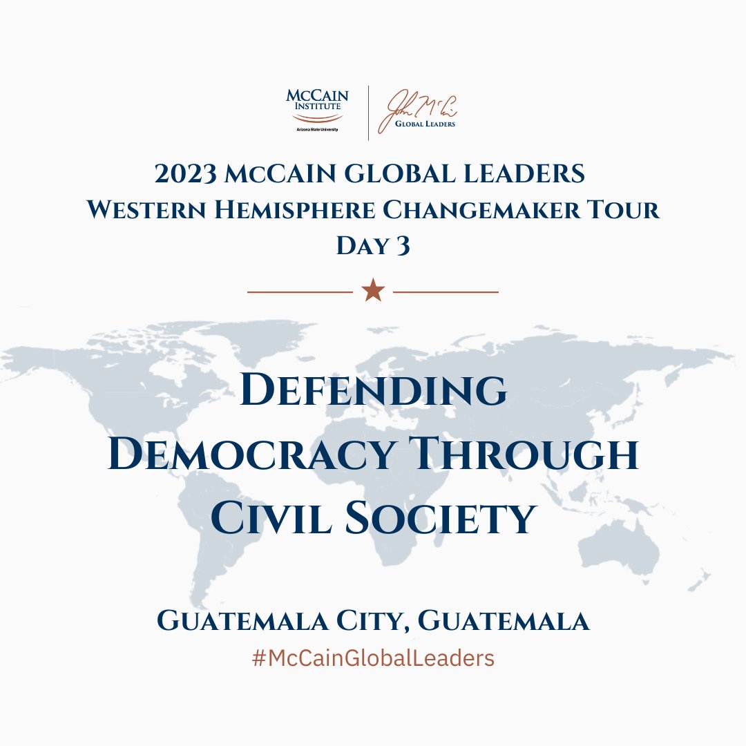 McCainInstitute's tweet photo. Another busy day for our #McCainGlobalLeaders in Guatemala—including meetings with the Office of Human Rights of the Archbishop of Guatemala, @Instituto_25A, @marieloscm, &amp; @IJM Guatemala. https://t.co/y90PCfVoLY