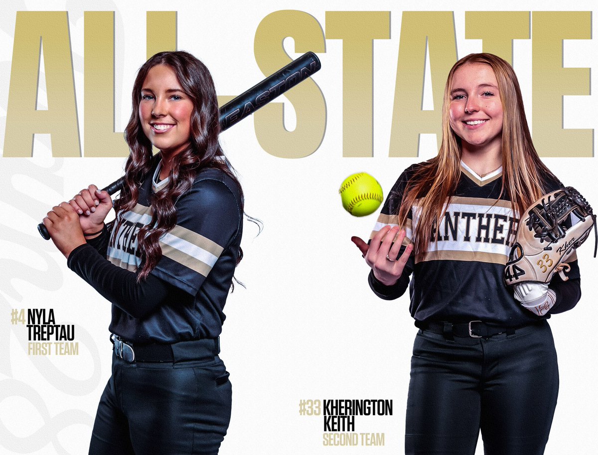 Congratulations to Nyla Treptau for making First Team All-State and Kherington Keith for making Second Team! 🐾🥎