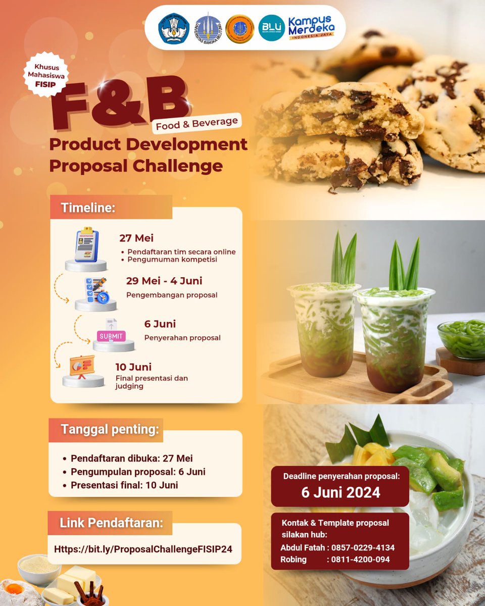 PSasing23's tweet photo. Yuk ikutin kegiatan F&amp;B product development proposal challenge ini! Jangan sampai ketinggalan ya sobat!
#food #beverage #product #proposal #sasingubb https://t.co/r22iEikvBy