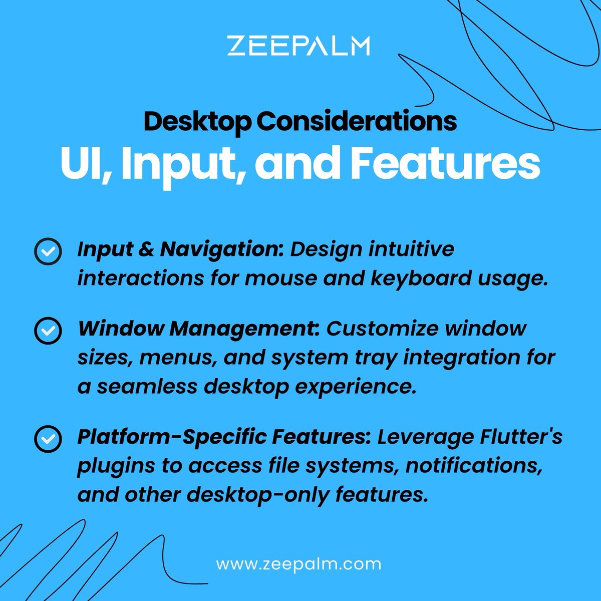 zeepalmofficial's tweet image. Unlock the power of Flutter for desktop development and reach even wider audiences! Swipe to learn why Flutter makes building desktop apps easier than ever before. #Flutter #desktopdevelopment #appdevelopment #crossplatform