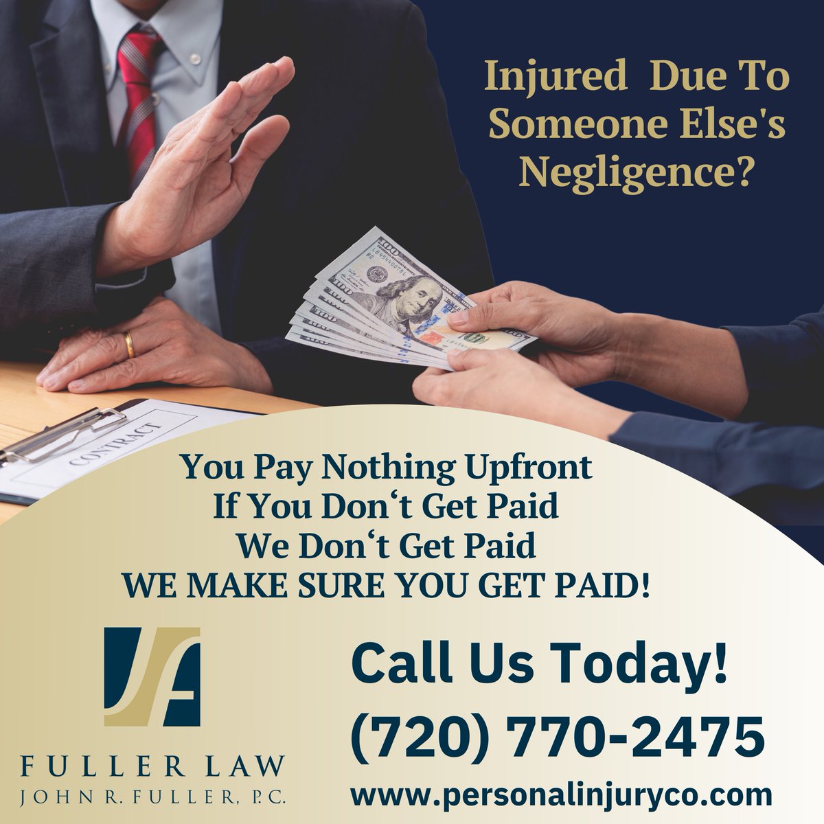 📞 (720) 770-2475  💼 personalinjuryco.com ⚖️ No fees unless we win your case!  At Fuller Law, we fight tirelessly to secure the compensation you deserve. Contact us today for a free consultation.  #DenverAttorney #PersonalInjuryLawyer #FreeConsultation #DenverLegal