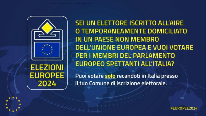 Gli elettori italiani, iscritti all’AIRE e residenti in Brasile, potranno votare alle elezioni Europee solo recandosi in Italia presso i seggi istituiti dai Comuni d’iscrizione elettorale. Tutte le info disponibili qui: conssanpaolo.esteri.it/pt/news/dal_co…