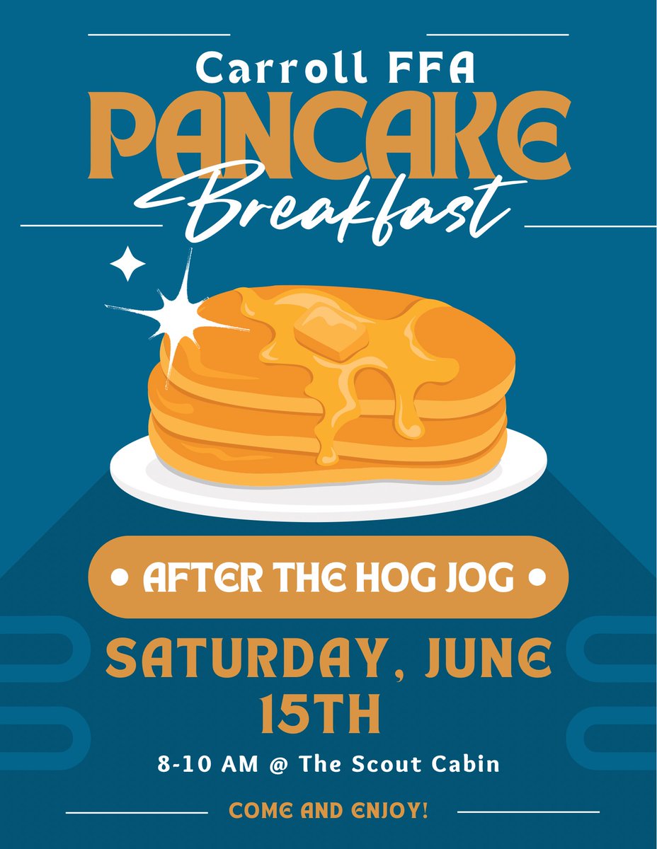 FFACarroll's tweet photo. We would love it if you came and got some breakfast on June 15th after the Hog Jog! https://t.co/p1oONGhBm8