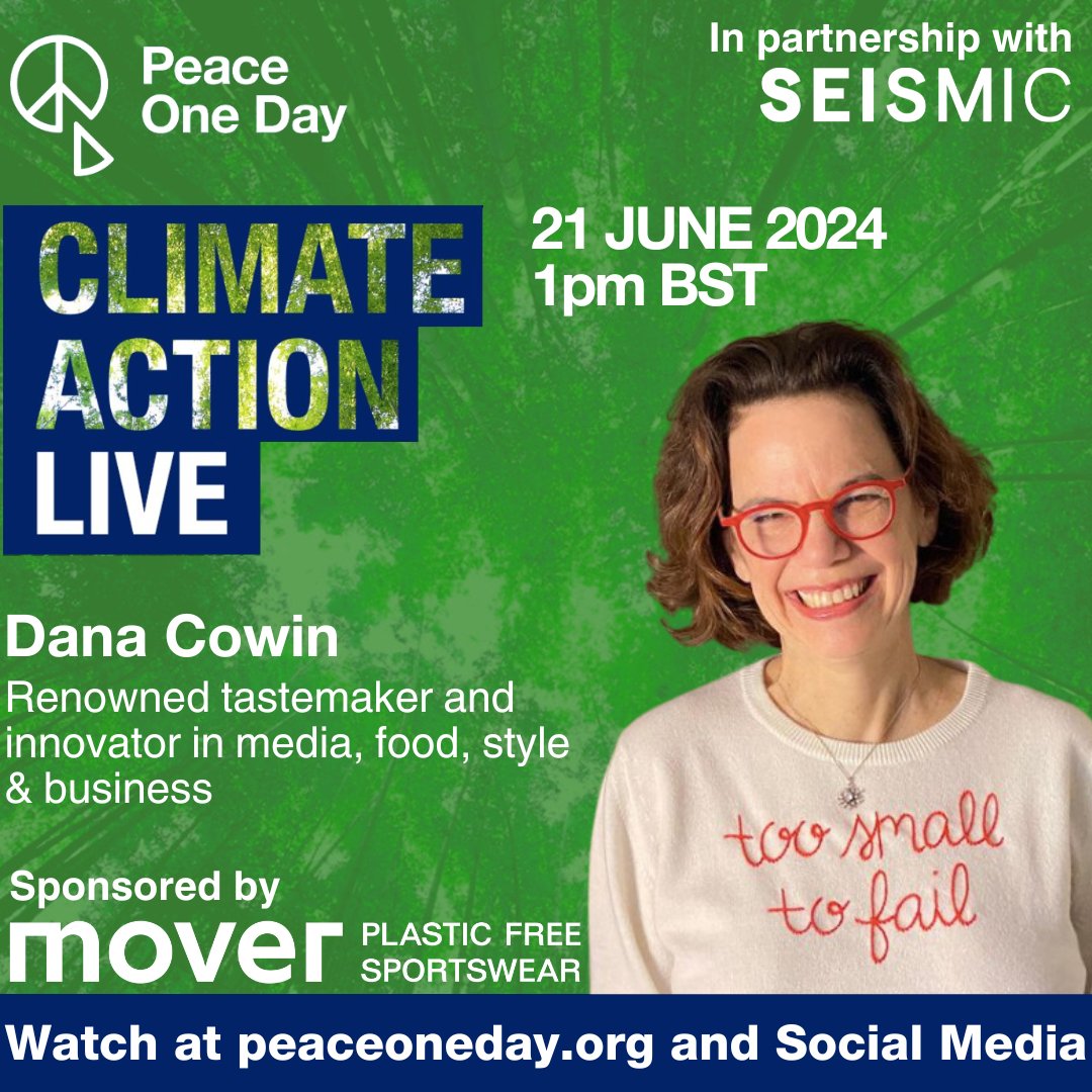 JeremyGilley's tweet photo. Peace One Day is proud to announce Dana Cowin, renowned tastemaker and innovator in media, food, style & business will be participating in Climate Action Live 21 June
#ClimateActionLive #LeadTheShift #ClimateChange #NoClimateActionNoPeace #EnvironmentRightNow #NothingBeatsNature https://t.co/nO6x6AQhRu