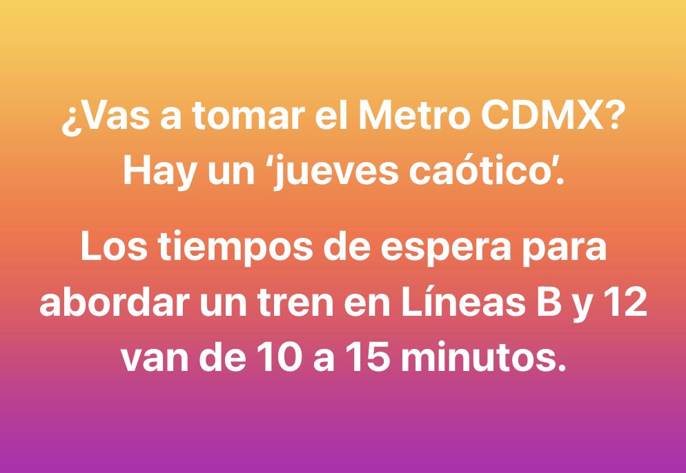 ¿Utilizas la Línea 12 del #MetroCDMX? 

Lo mejor es pensar en una alternativa para evitarla o salir con mucho tiempo de anticipación debido a que es un ‘caos’ este jueves 6 de junio.