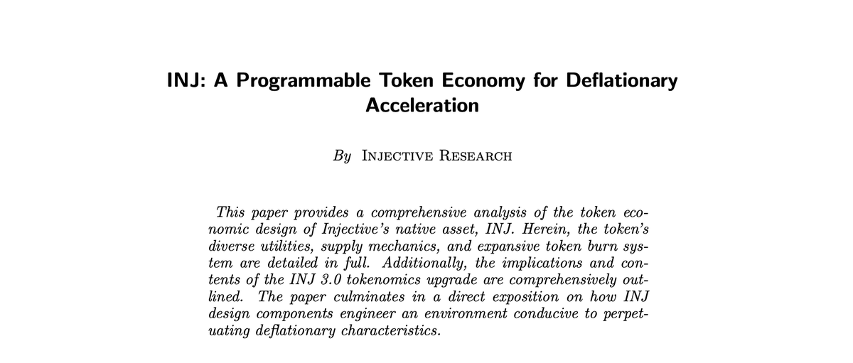 injective's tweet photo. Today, Injective is releasing the first ever comprehensive paper on the Injective Token: $INJ 

The paper delves into the token's core utilities and mechanisms powering a programmable token economy for deflationary acceleration.

Read More Here: https://t.co/SKYKAaYteg https://t.co/CBqhTn2Qhm