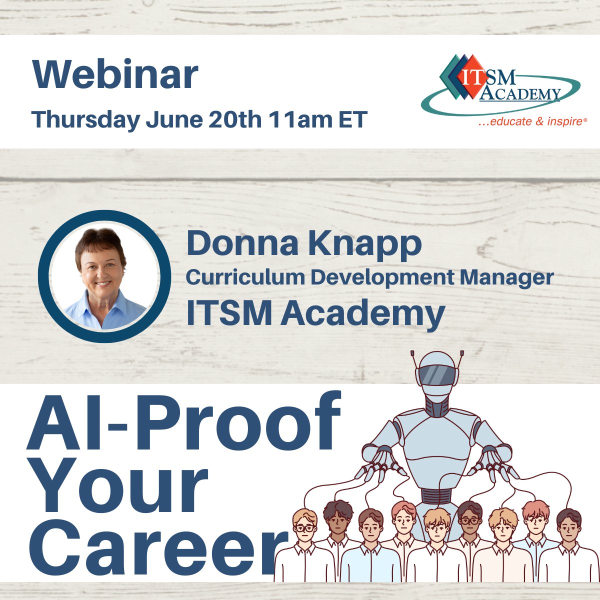 #webinar AI-Proof Your Career: Surviving &amp; Thriving in the age of #AI 
𝗬𝗼𝘂 𝗰𝗮𝗻'𝘁 𝗼𝘂𝘁-𝗿𝗼𝗯𝗼𝘁 𝗮 𝗿𝗼𝗯𝗼𝘁, 𝗯𝘂𝘁 𝘆𝗼𝘂 𝗰𝗮𝗻 𝗼𝘂𝘁-𝗵𝘂𝗺𝗮𝗻 𝗶𝘁! 🤖👩‍🔬
ow.ly/JfSK50S7h5p