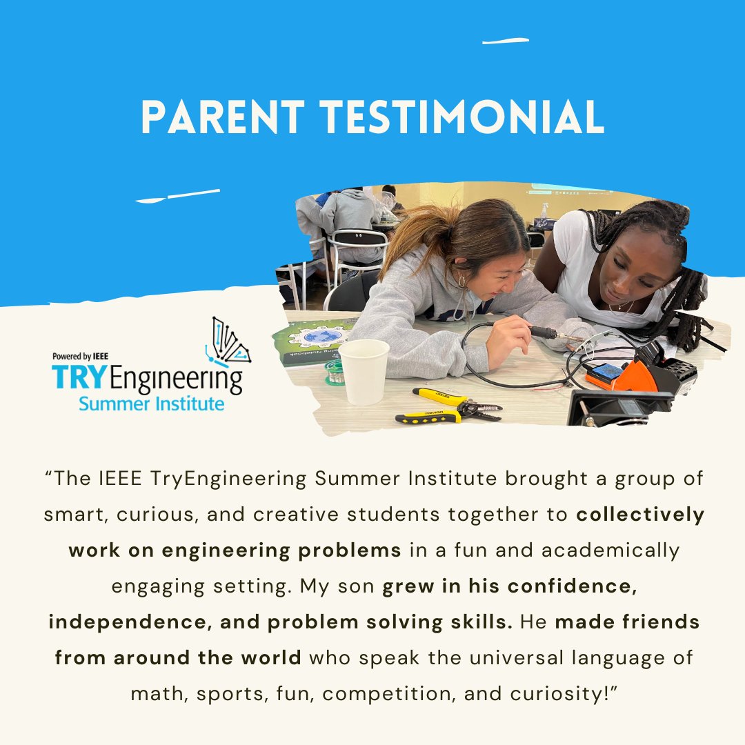 Know a high schooler who loves engineering, making friends, and exploring new ideas? The IEEE TryEngineering Summer Institute awaits! Dive into hands-on projects, college life, and friendships. There are limited seats available. Apply now. bit.ly/40PpwM1