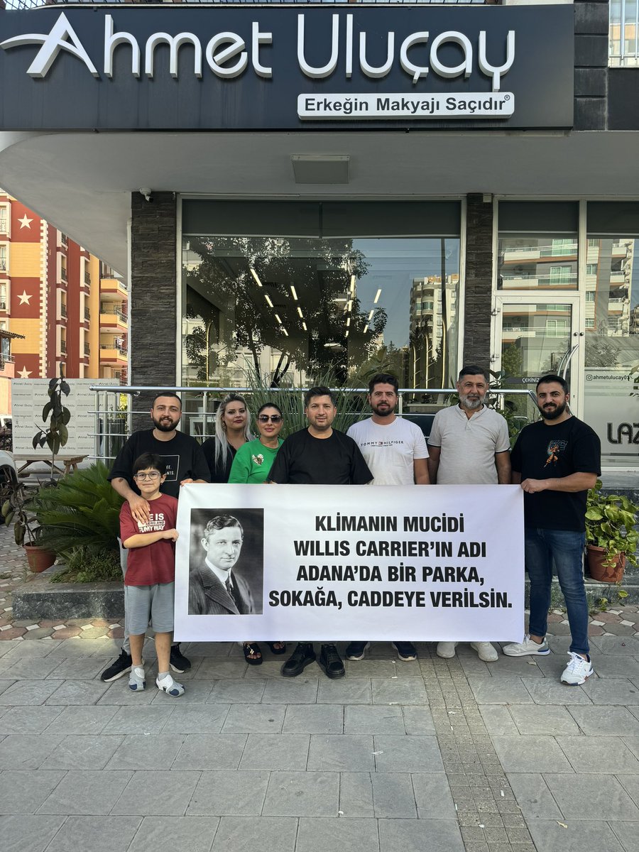 Klimanın mucidi Willis Carrier’ın adı Adana’da bir parka, sokağa, caddeye verilsin.
<a href="/Adana_Bld/">T.C. Adana Büyükşehir Belediyesi</a> 
<a href="/ZeydanKaralar01/">Zeydan Karalar</a>