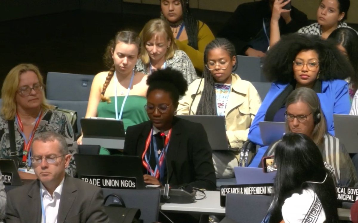 In their intervention the <a href="/WGC_Climate/">Women & Gender Constituency</a> constituency, makes clear that the New Collective Quantified Goal on #ClimateFinance (#NCQG) must have sub-goals on #Mitigation, #Adaptation, and #LossAndDamage to be fit for purpose.
