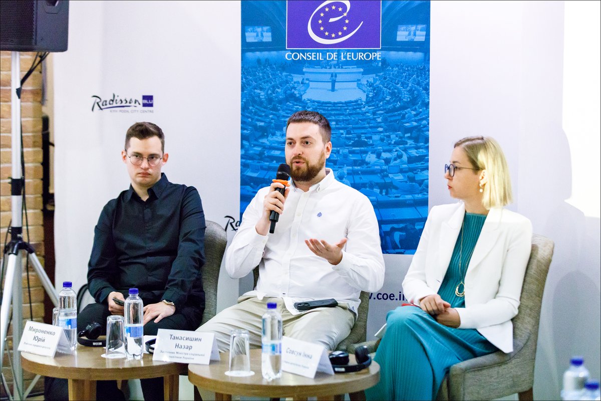 CoEDemocracy's tweet photo. 👏International Conference “#Volunteerism – a prerequisite for building a strong #CivilSociety” - participants from Ukraine, Austria, Albania, Sweden, Croatia, Estonia and Turkiye discussing how to strengthen volunteer initiatives in 🇺🇦 &amp; use their enormous potential! https://t.co/mefY1EV8AA