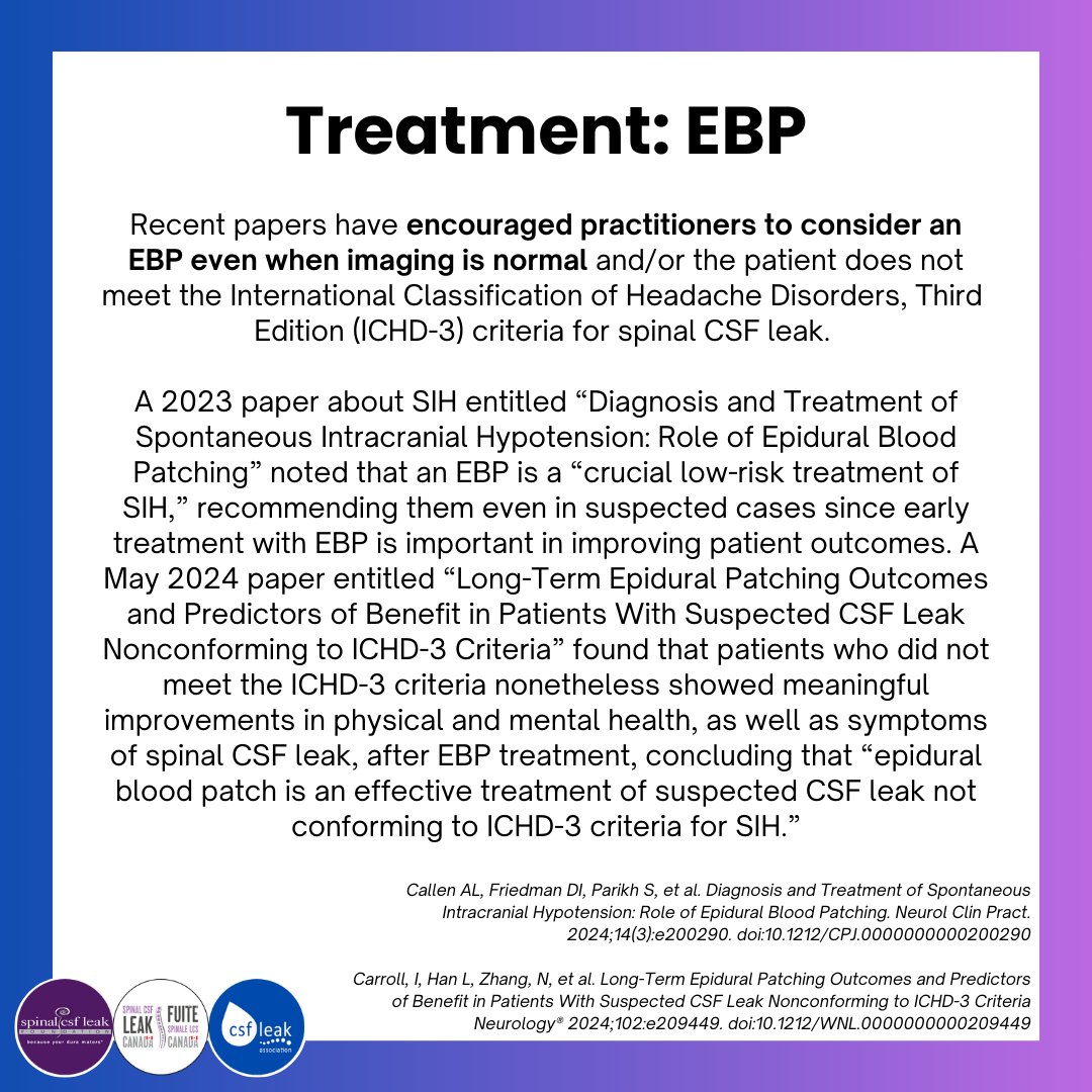 csfleakuk's tweet image. #leakweek2024 Treatments for #spinalcsfleak &amp;amp; #SIH