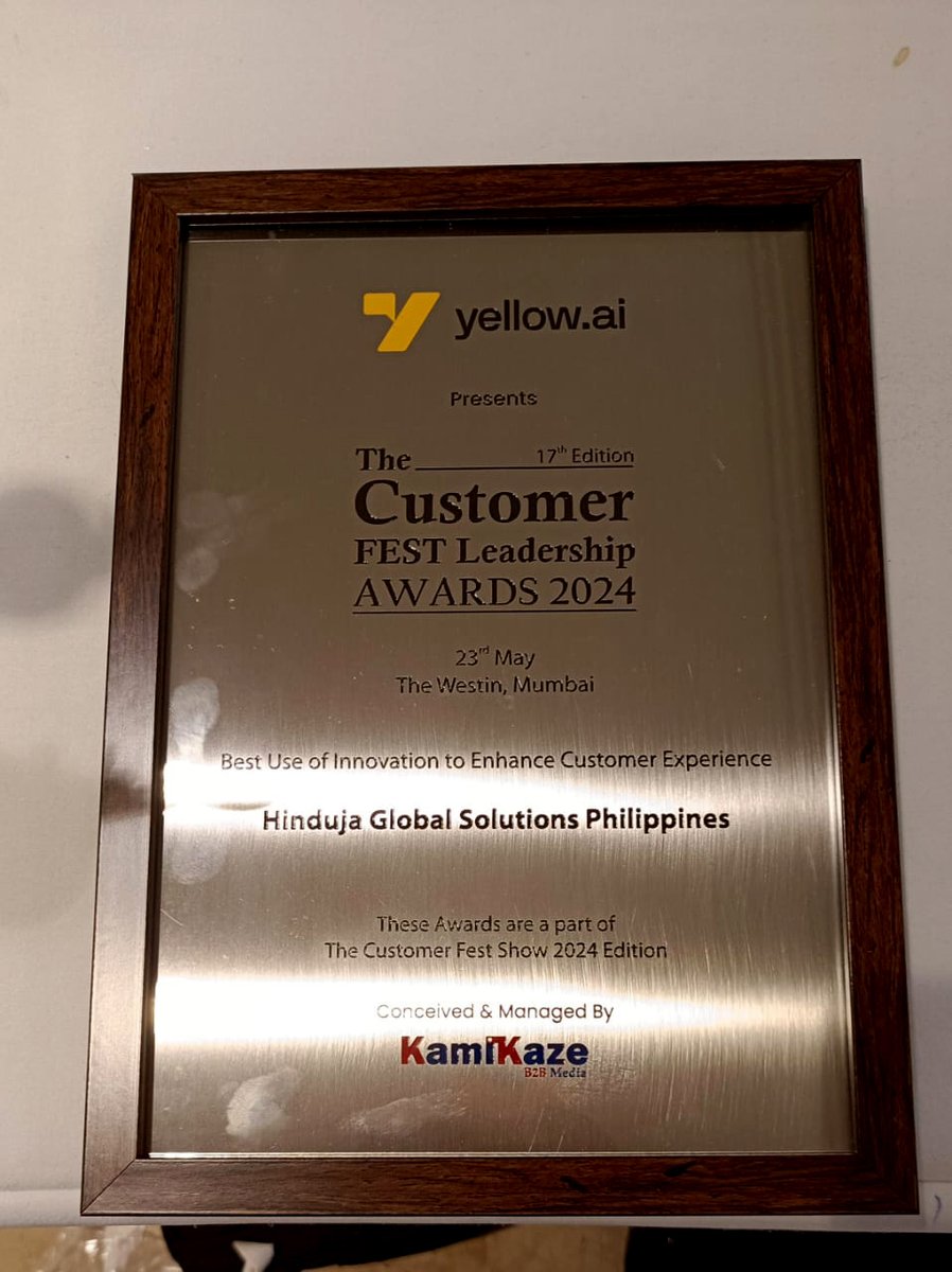 LifeAtHGS's tweet image. #TeamHGS wins big! We are thrilled to announce that #HGSPhilippines has been recognized as a winner at the prestigious 17th Edition of The Customer FEST Leadership Awards 2024. We have won in the category of 'Best Use of Innovation to Enhance Customer Experience'.

#Philippines