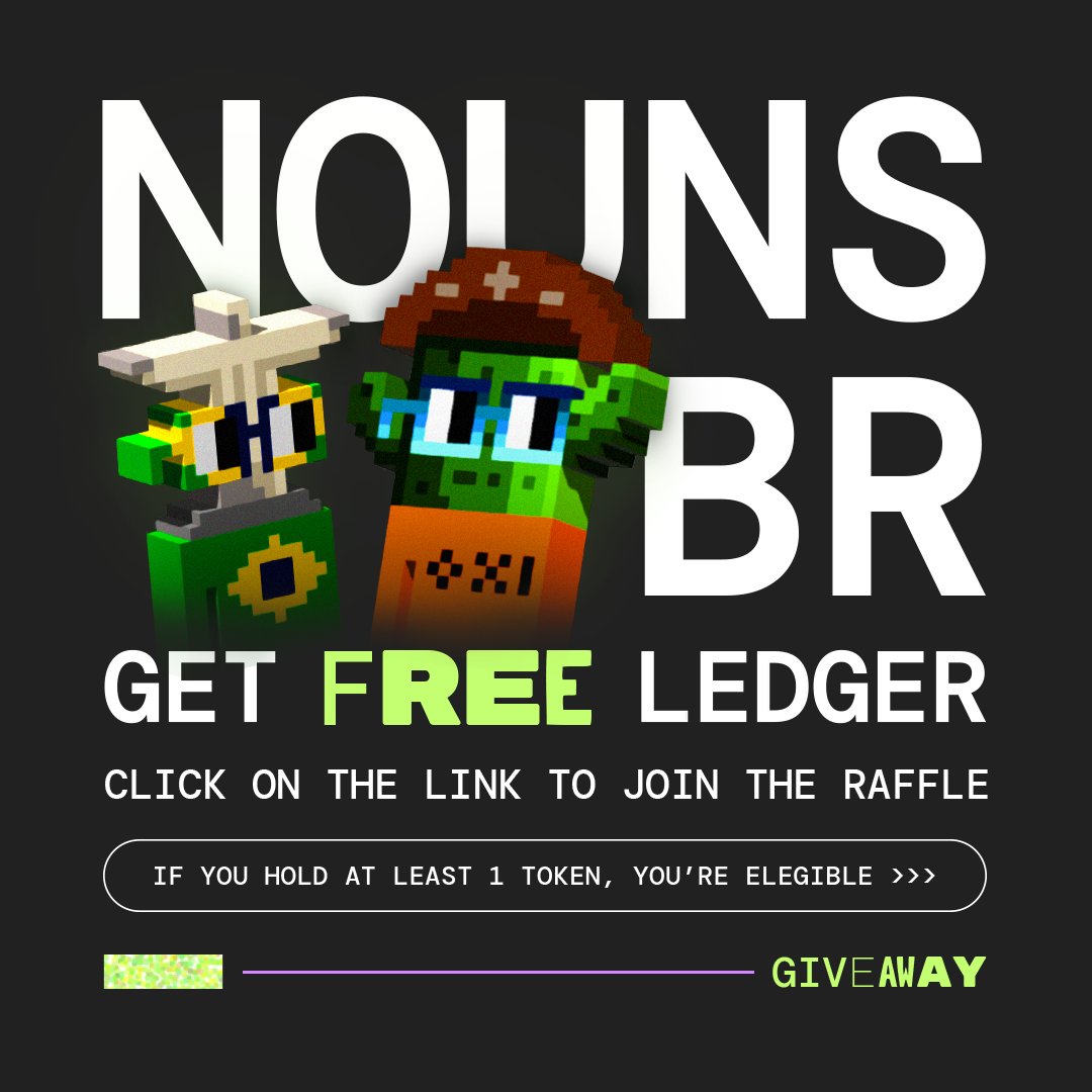 Ledgers for legends! 🇧🇷

Join the exclusive giveaway for <a href="/nounsbr/">NounsBR</a> holders and get a chance to win a Nouns x Ledger device. Não vai ficar de pista, né?

ENTER NOW 👉 heymint.xyz/playdna-x-noun…