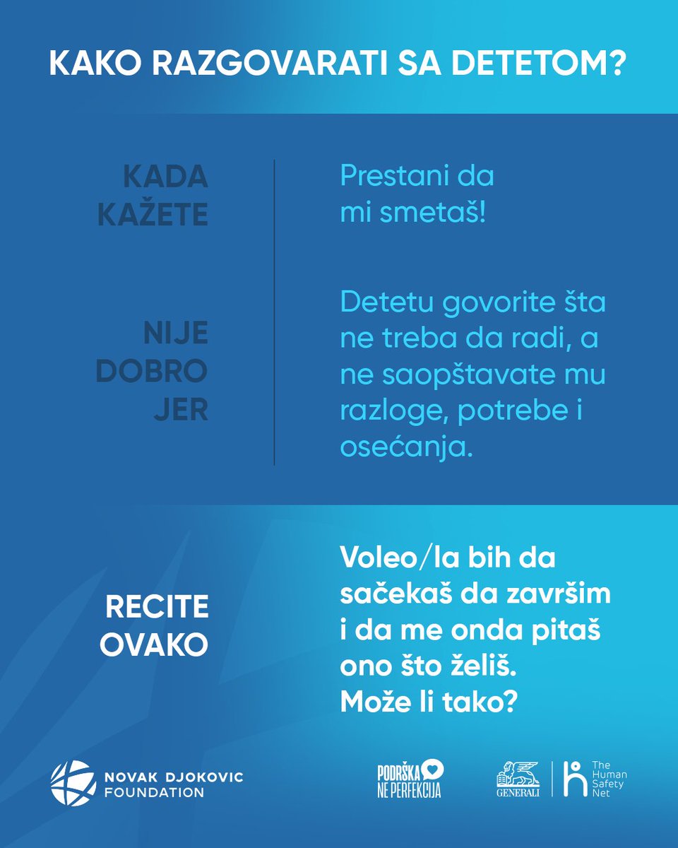 novakfoundation's tweet photo. Kako ostati smiren usred emotivne oluje i održati dobar odnos sa detetom? Na ova pitanja odgovaramo na našim besplatnim edukativnim radionicama u okviru programa „Podrška, ne perfekcija“, koji poslednjih godina realizujemo sa Generali osiguranjem i The Human Safety Net Srbija. https://t.co/hdMueJH41k