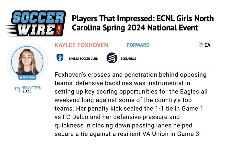 Thank you <a href="/TheSoccerWire/">SoccerWire</a>! Looking forward to playing again in Seattle!

<a href="/ECNLgirls/">ECNL Girls</a> <a href="/ImYouthSoccer/">ECNL/GA/Recruiting/College Soccer</a> <a href="/ImCollegeSoccer/">College Soccer Truth ™</a>
