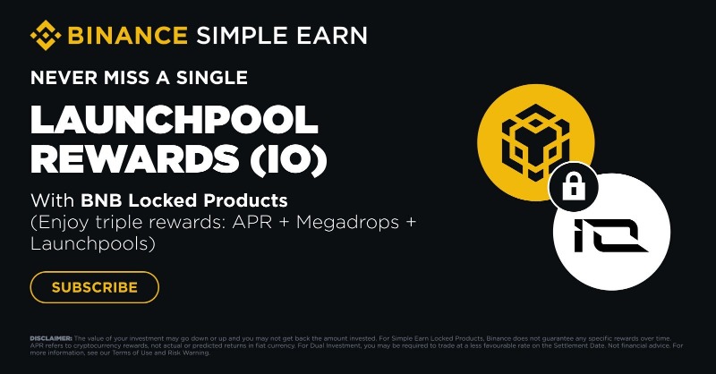 binance's tweet photo. Take advantage with BNB Locked Products.

Lock your #BNB to earn triple rewards: $IO tokens, competitive APR, and access to launchpools &amp; megadrops!

Get started ⤵️