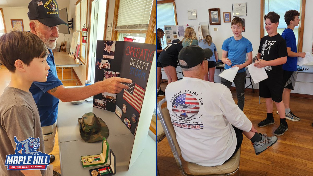 MapleHill_HS's tweet photo. 4th Quarter Gr. 7 Connections Class took one of their final trips of the year to VFW Post 7337 to learn more about it &amp; its members' experiences. Each quarter's class visited the VFW this school year - thank you to Post 7337 &amp; its members for hosting our 7th graders this year! https://t.co/DytA4n4Glm