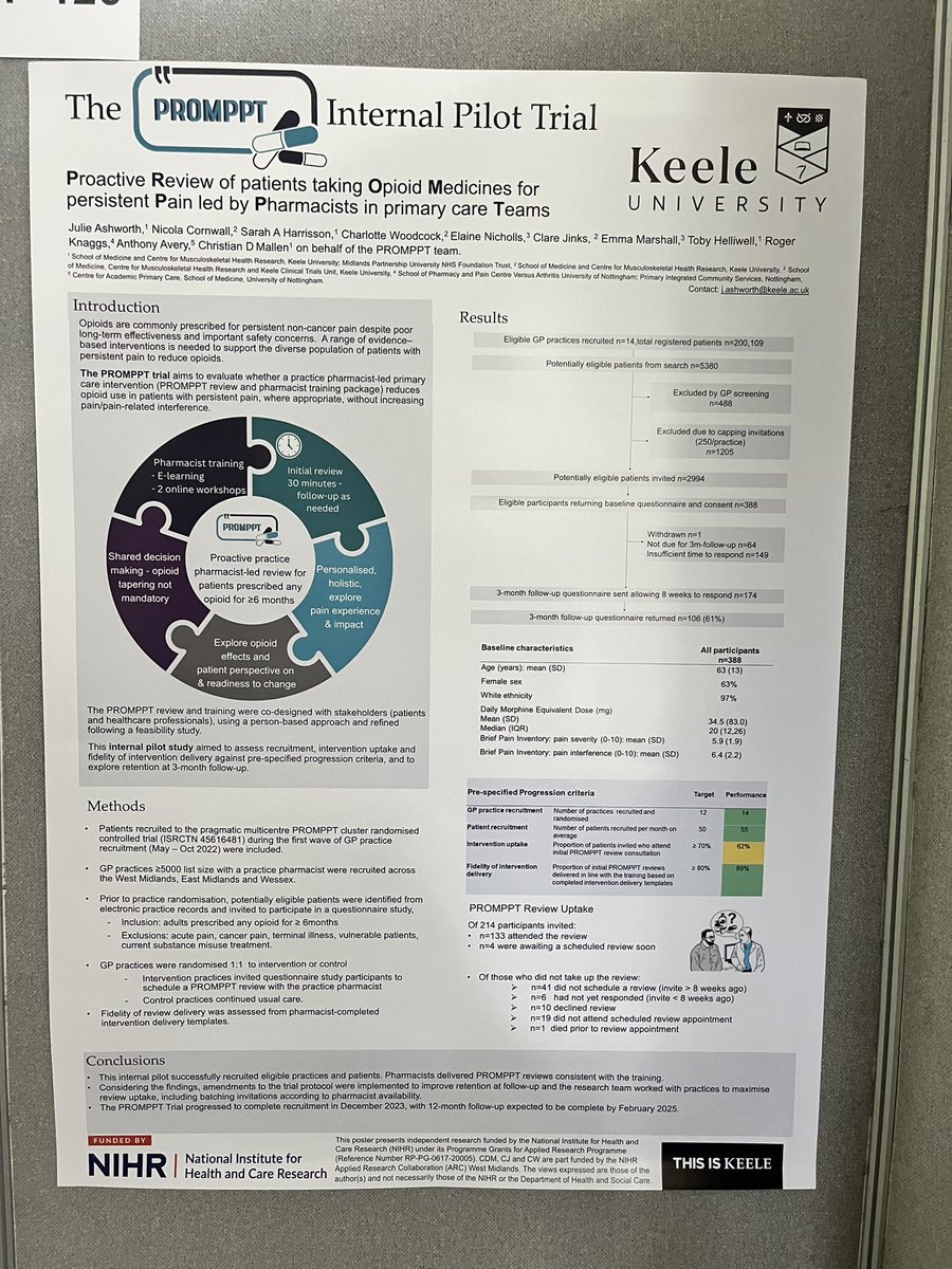 Great to present the #PROMPPT pilot work and the adaptations we made with an aim of making the wider RCT more efficient  #BPSASM2024

promppt.co.uk

#KeeleMSK