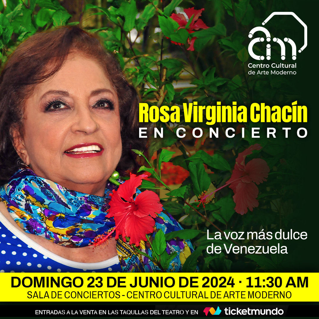 cculturalam's tweet photo. #RosaVirginiaChacínEnConcierto... La voz más dulce de Venezuela, llegará a la Sala del CCAM para ofrecer un espectáculo de música venezolana con piezas especialmente seleccionadas de un repertorio de 64 años de vida artística.  Entradas https://t.co/Tp27M8Pzy5 https://t.co/xq3080tbuu