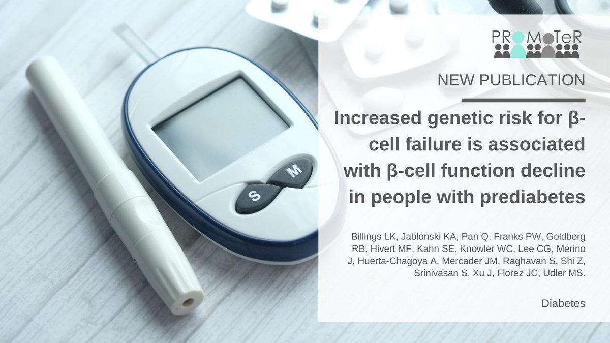 New Article! <a href="/PROMoTeR_DPM/">PROMoTeR_DPM</a> faculty Marie-France Hivert and peers' paper Increased #genetic #risk for β- #cell failure is associated with β-cell function decline in people with #prediabetes is featured in Diabetes! 

Read More Here: buff.ly/456GMyZ
