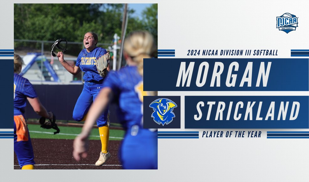 👏 Adding to a historic season

<a href="/PHCCAthletics/">Patrick & Henry CC Athletics</a> Morgan Strickland has been named the 2024 #NJCAASoftball DIII Softball Player of the Year!

Strickland led the Patriots to its first Softball National Championship in program history!

Full Release | njcaa.org/sports/sball/2…