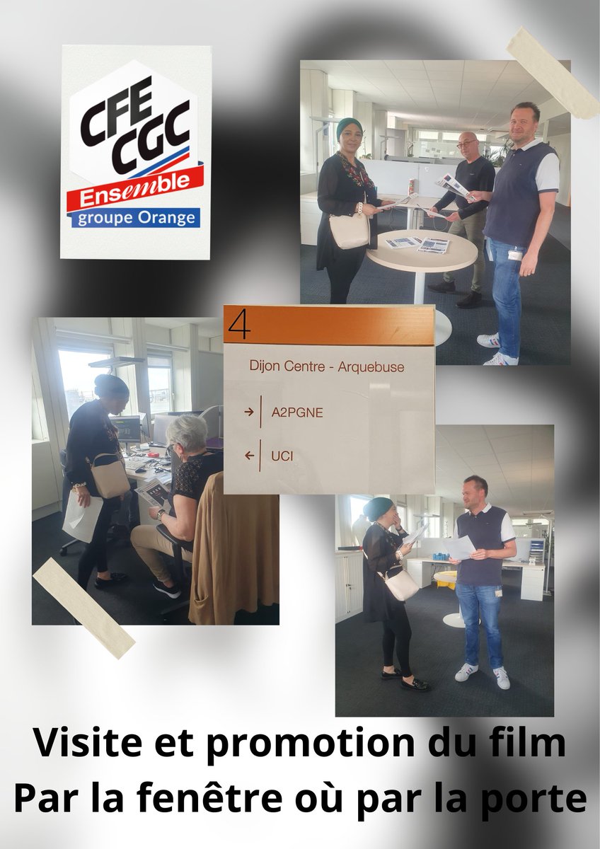 C'est à Dijon que Nadia, notre représentante CFE-CGC à fait la promotion du film qui sera diffusé le 13 juin.
#dijon #parlafenetreouparlaporte  #orange