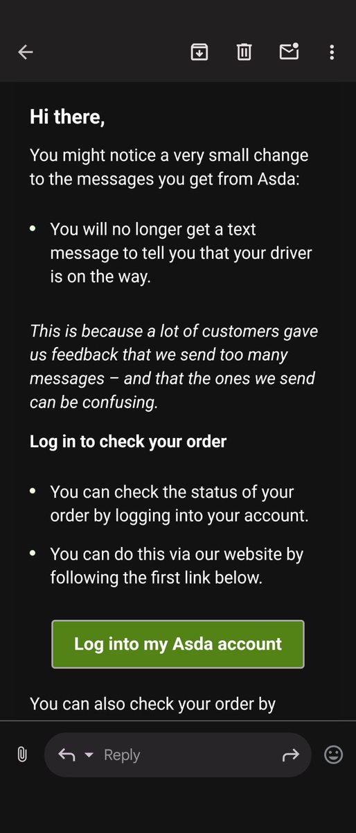 KME0770's tweet photo. dear @asda / @AsdaServiceTeam Thanks for turning my text messages off.... I almost missed a delivery yesterday because I forgot I had an order coming and I went into work! I actually rely on the text messages to tell me my order is coming today/my driver is on their way. (1/2) https://t.co/ELH2cJpp5Z
