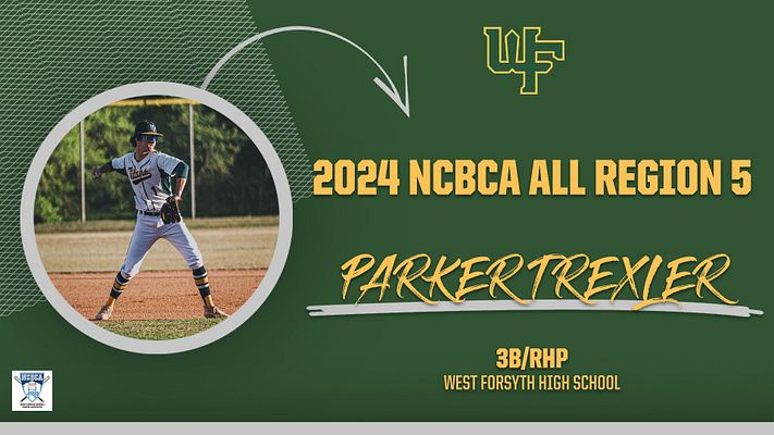 WFTitanBaseball's tweet photo. Congratualations to @parker_trexler (Parker Trexler/2025) for being named to the 2024 NCBCA All Region 5 team! #VillageBoys https://t.co/4ts0hN9gJT
