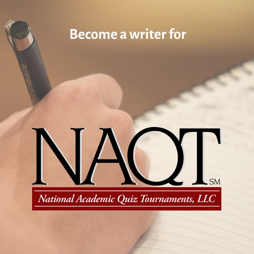 Become a writer for NAQT!

Do you enjoy learning cool facts and sharing them with other people? Get paid to write quiz bowl questions for NAQT!

Writer applications are now open for summer 2024.

For more information about how to apply:

naqt.com/jobs/

📷: Gus Carvell