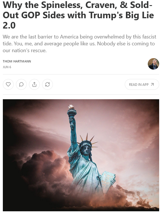 ActionDemocrat's tweet photo. Thom is right ...and we all know it @Thom_Hartmann
"We are the last barrier to America being overwhelmed by the fascist tide.
You, me and average people like us. Nobody else is coming to our nations rescue"
#VoteBlueToStopFascism
#ResistanceUnited #wtpBLUE #DemCast #ProudBlue