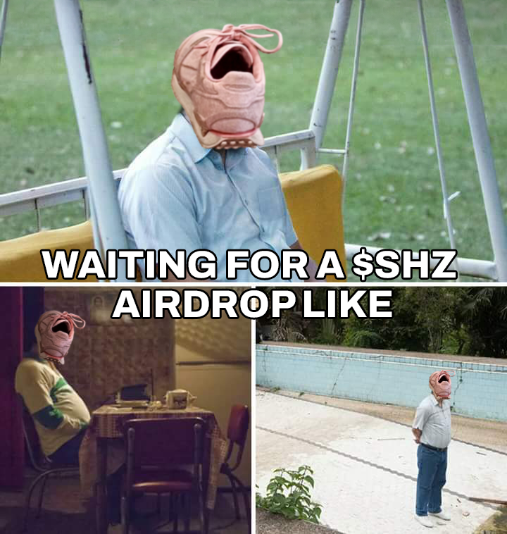 TSSnft's tweet photo. When you're still waiting for that $SHZ airdrop... 😂 #SHZ #Airdrop #Memecoin https://t.co/XW60bnj6dF