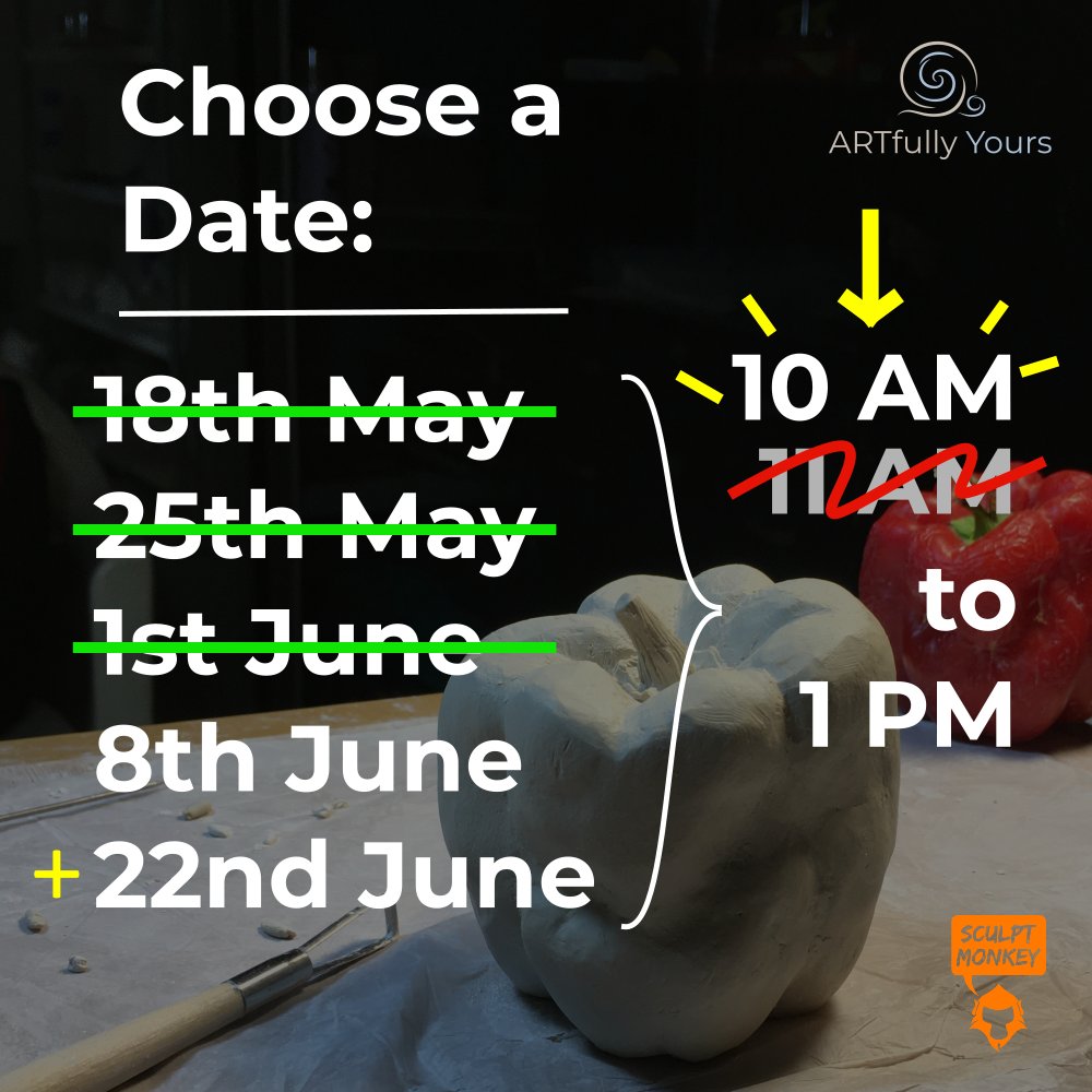 sculptmonkey's tweet photo. SNEAK PEEK from the last Sculpture Workshop! Call 9482940421 to book your spot for this Saturday! Visit: https://t.co/GBQLqw9Doz 

#hobby #weekend #fun #art #sculpture #workshop #ceramicsculpture https://t.co/6bukn5WzHV